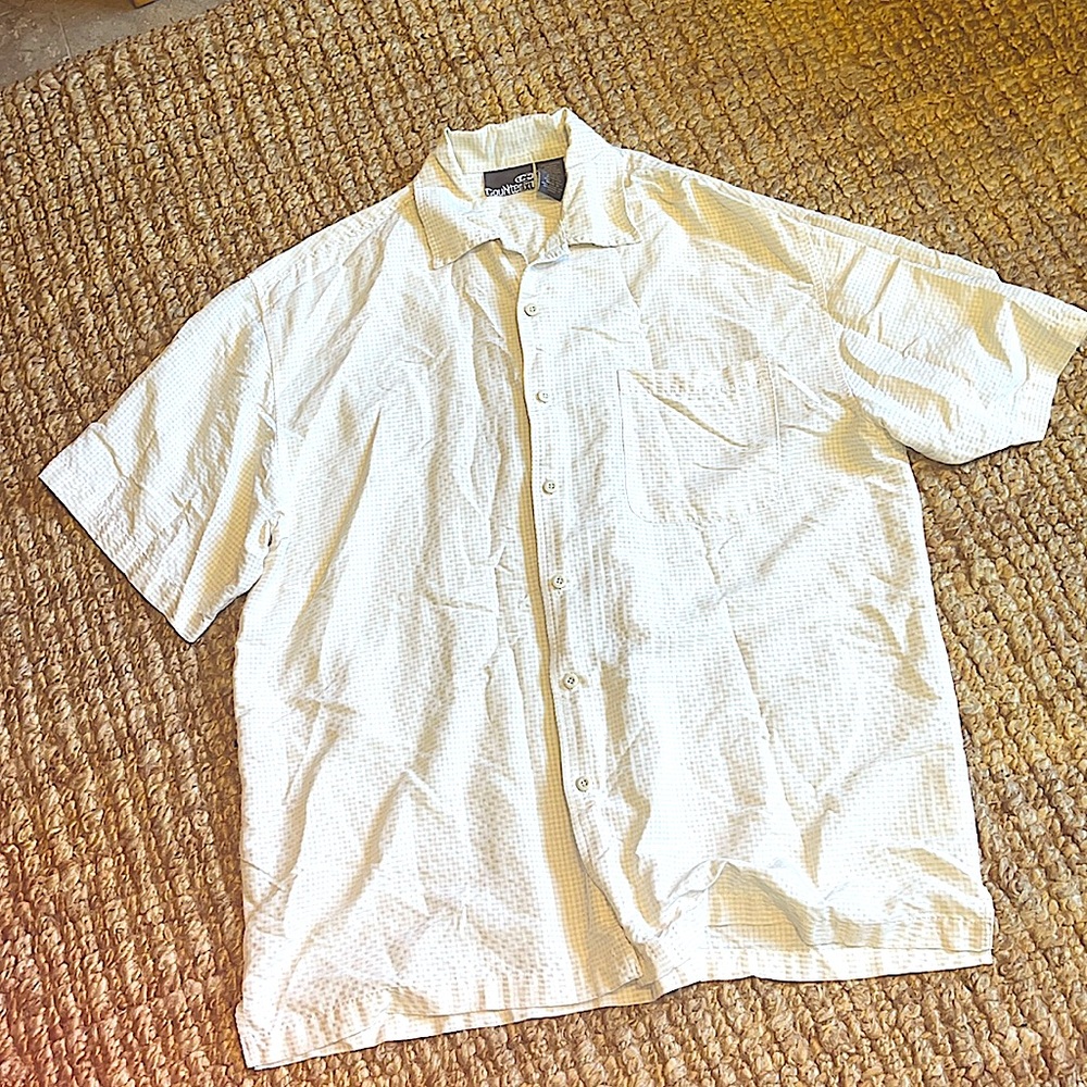 🚫Gifted Counter Culture 90s Look tan light plaid Button Down sz XL silky